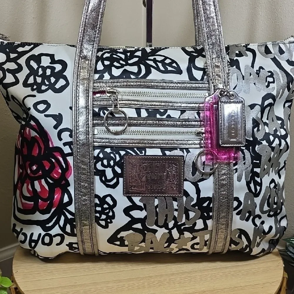 Coach Poppy Glam Tote With Matching Zip-Around Wallet - Picture 3 of 15